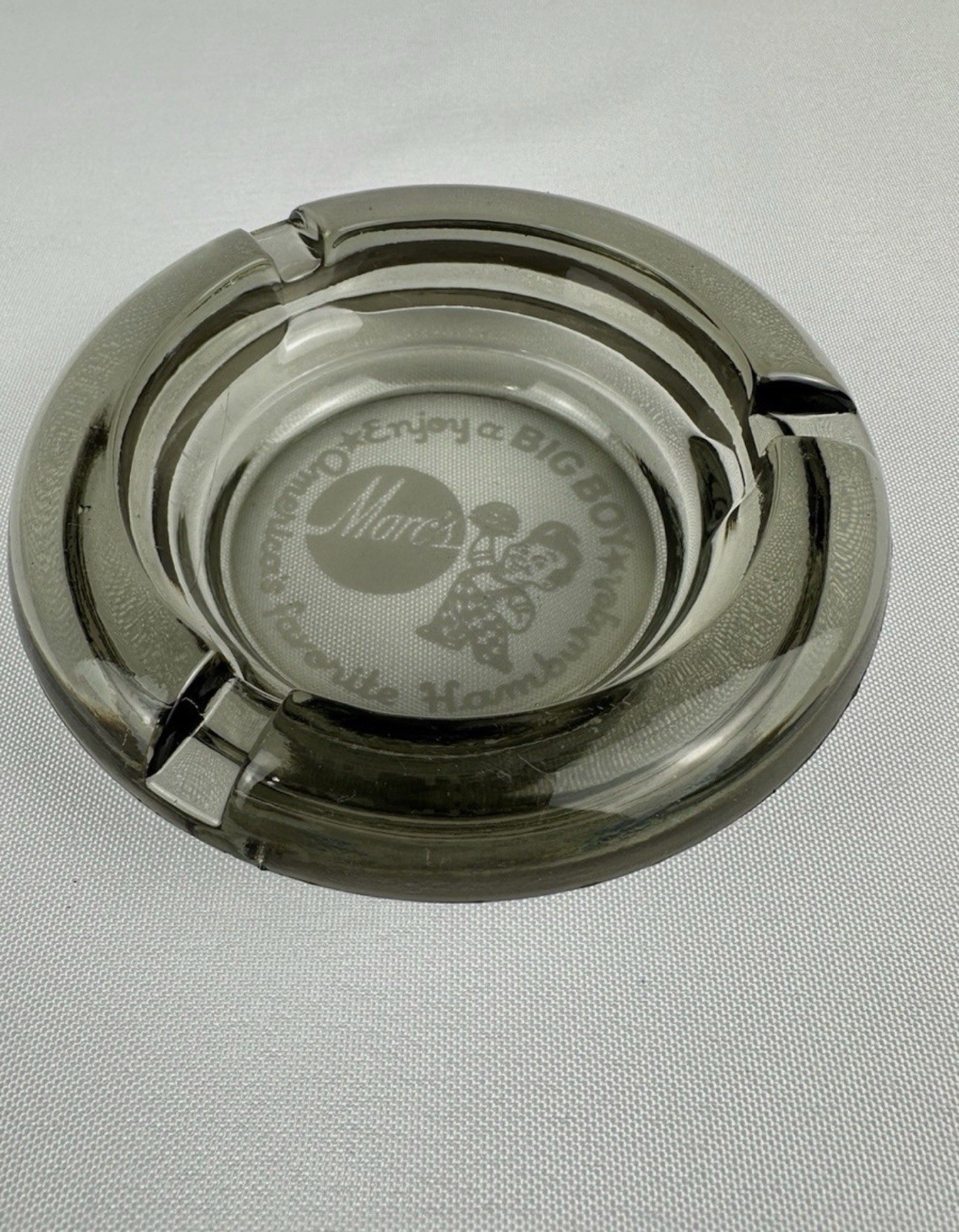 Vintage Marc’s Big Boy Smoky Glass Ashtray Vintage Marc’s Big Boy Smoky Glass Ashtray