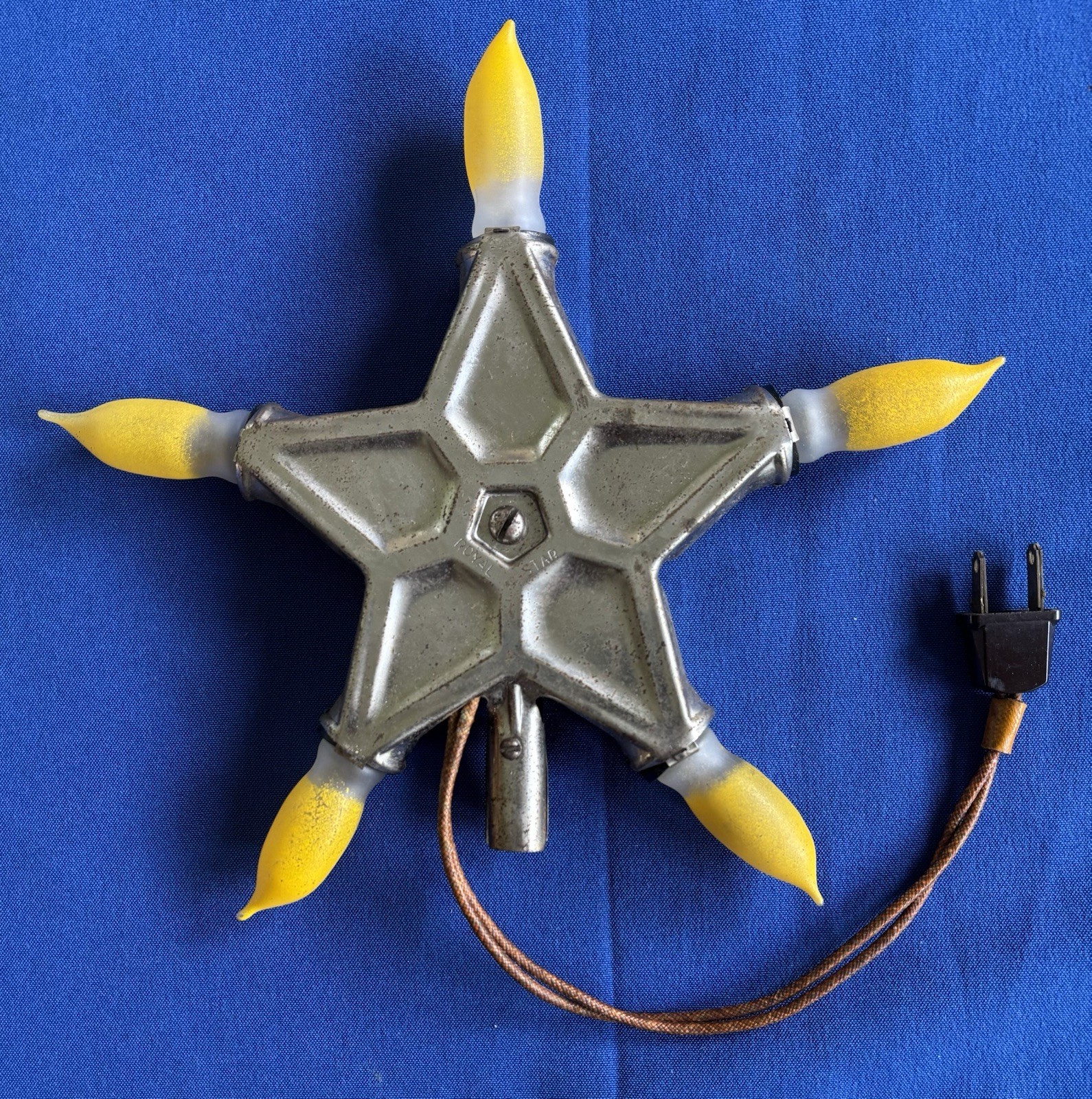 Vintage Royal Star Metal Christmas Tree Topper  C7 Bulbs Five Light