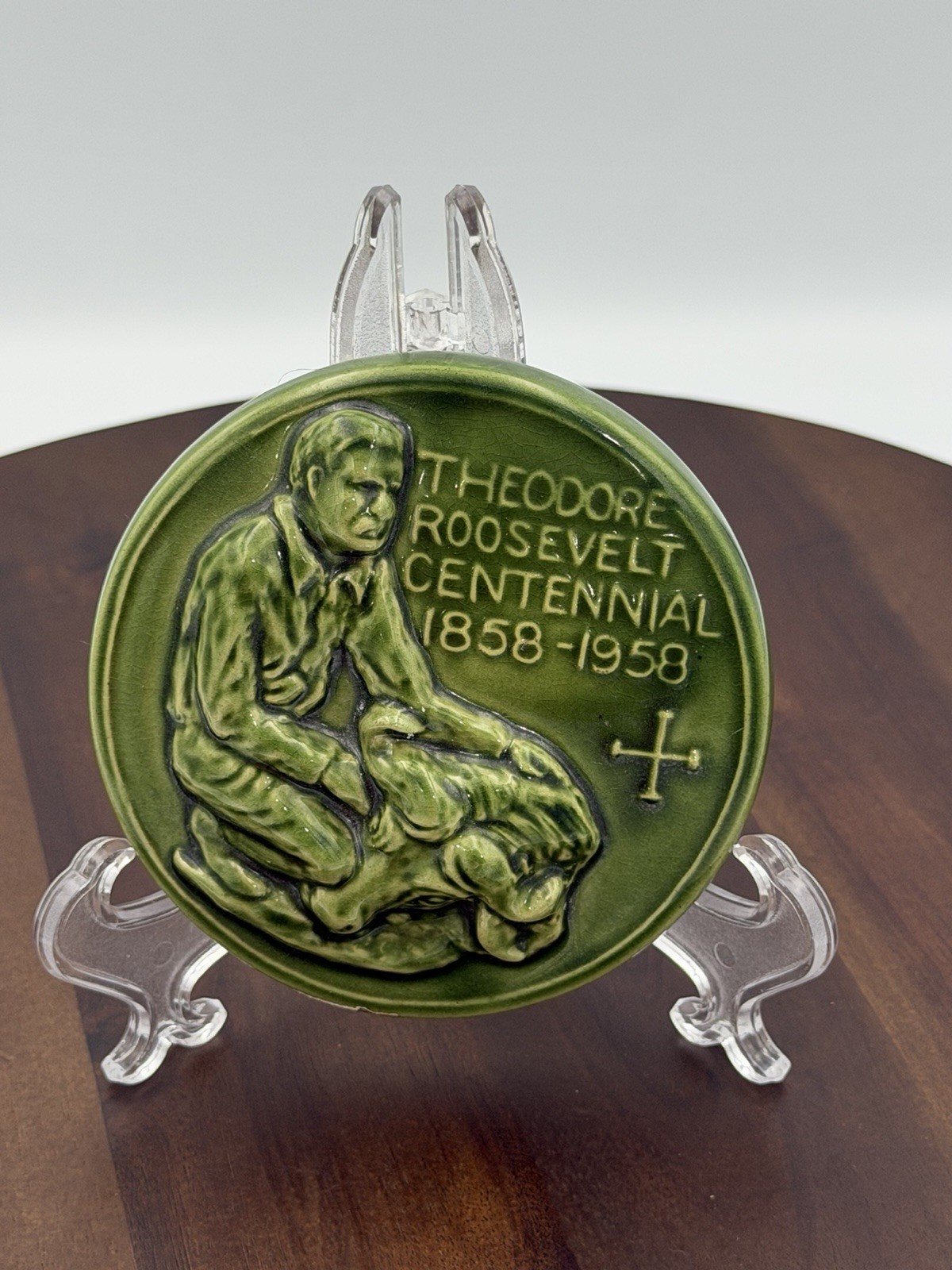 Rosemeade Pottery Theodore Roosevelt Green Centennial 1858-1958 4\