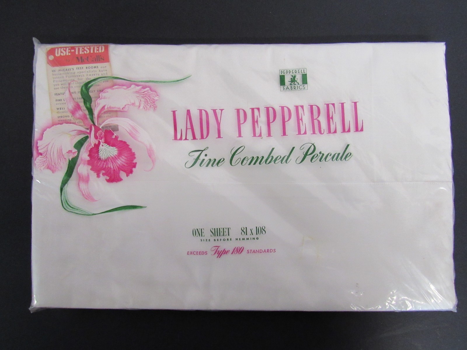Vintage 1950s Lady Pepperell Full Flat Sheet White Percale 81x108 NOS NIP