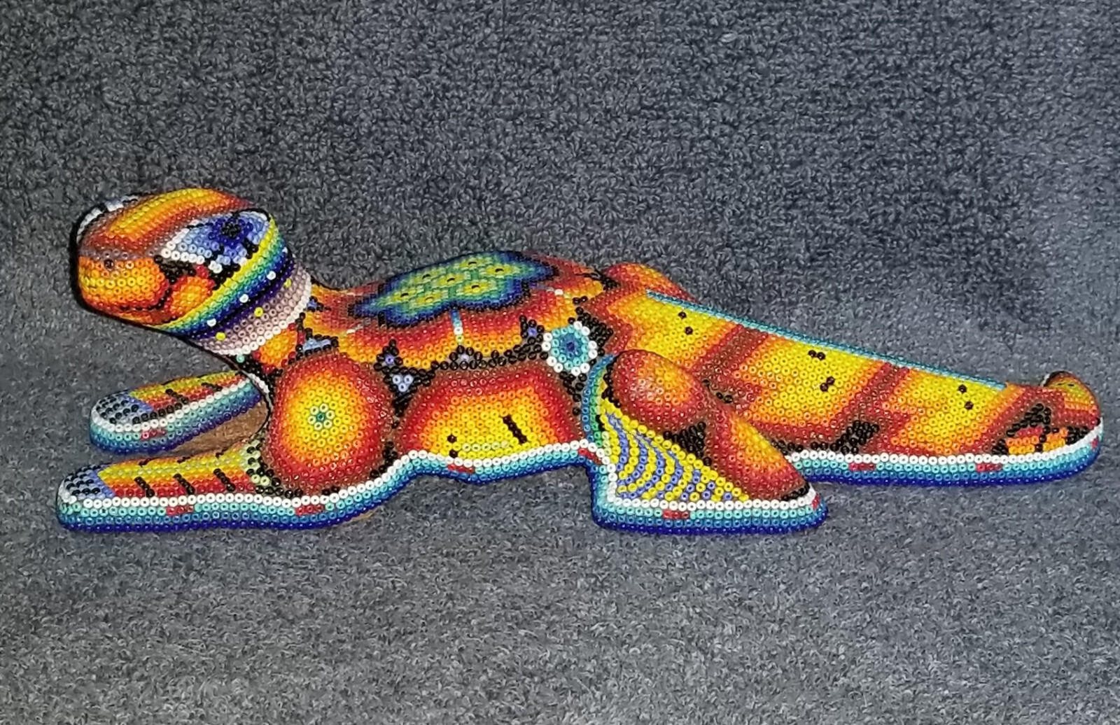 HUICHOL Lizard Beaded Sculpture Peyote Nierika 10