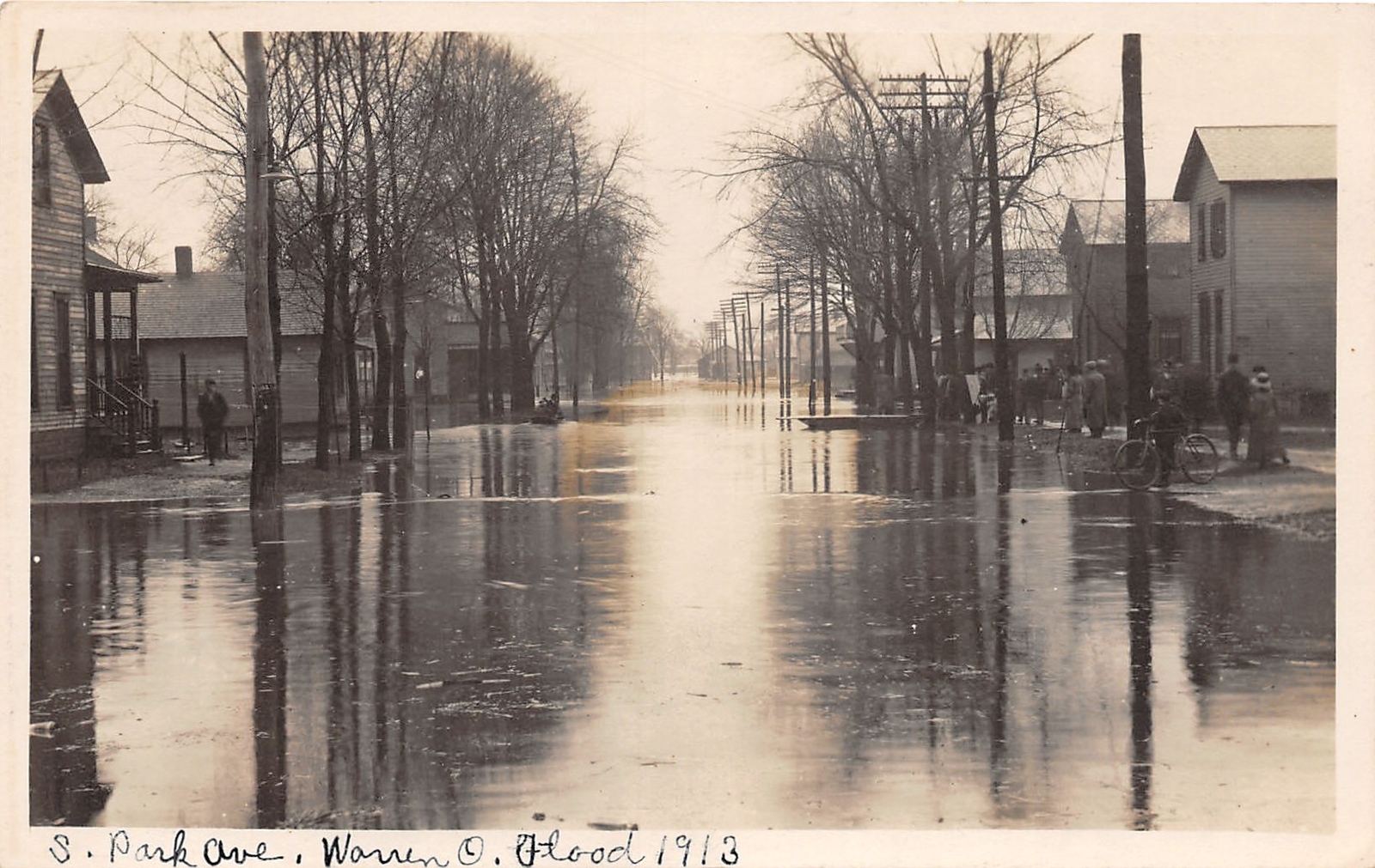 J69/ Warren Ohio RPPC Postcard c1913 Flood Disaster Park Ave Homes 425