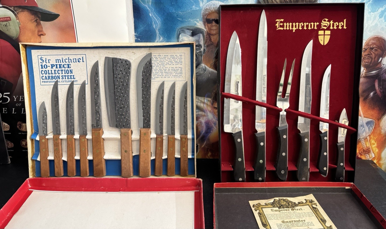 Vintage Cutlery Set Lot Sir Michael 10Pc Carbon Steel & Emperor Steel 6Pc Boxed