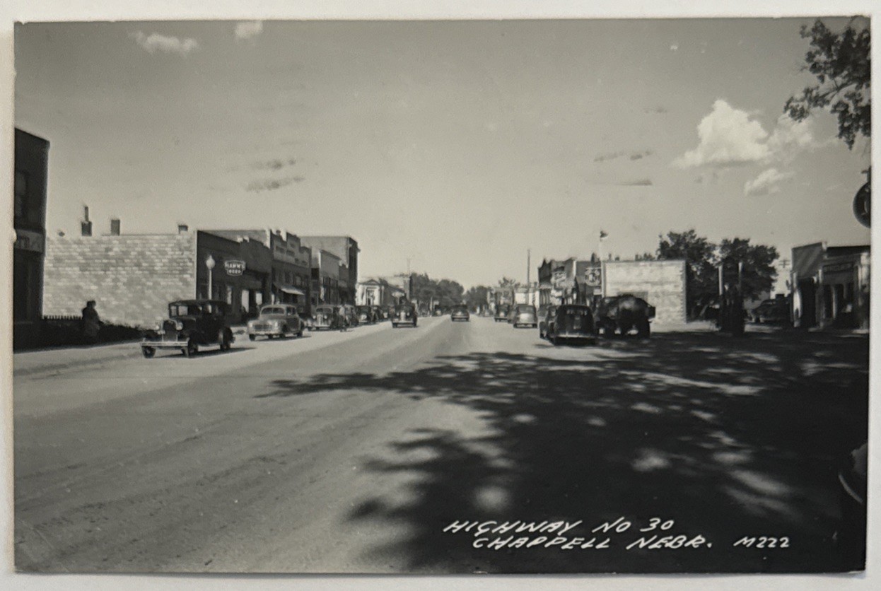 Chappell NE Nebraska Street Scene Hwy 30 Vintage Cars RPPC Posted 1951 Postcard