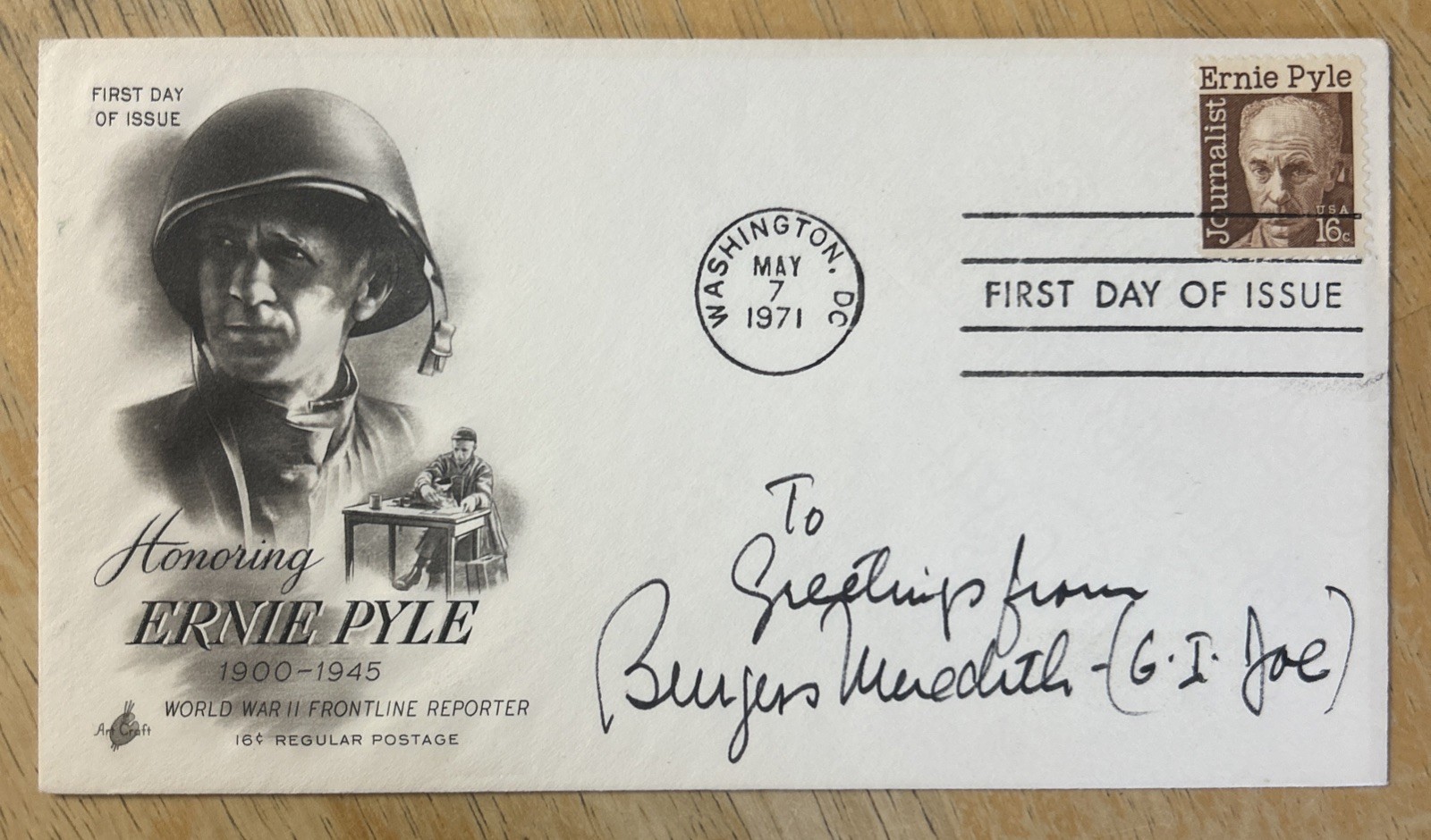 Burgess Meredith GI Joe Signed 1st Day Cover AUTO   Over 1000 First Day Auto\'s
