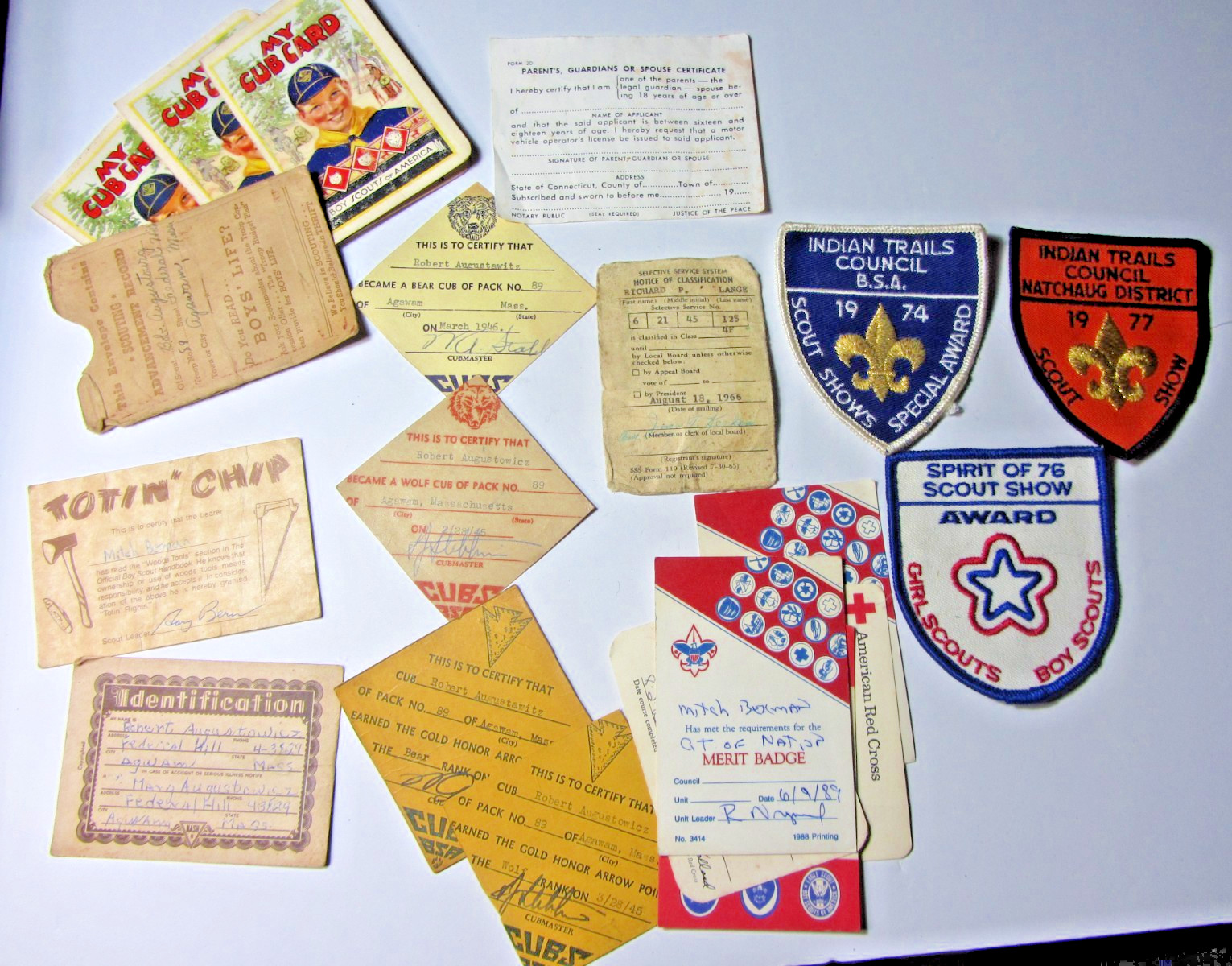 Vintage Boy/Cub Scout Lot 1940s-80s Cards Patches Agawam MA Pack 89 Vintage Boy/Cub Scout Lot 1940s-80s Cards Patches Agawam MA Pack 89