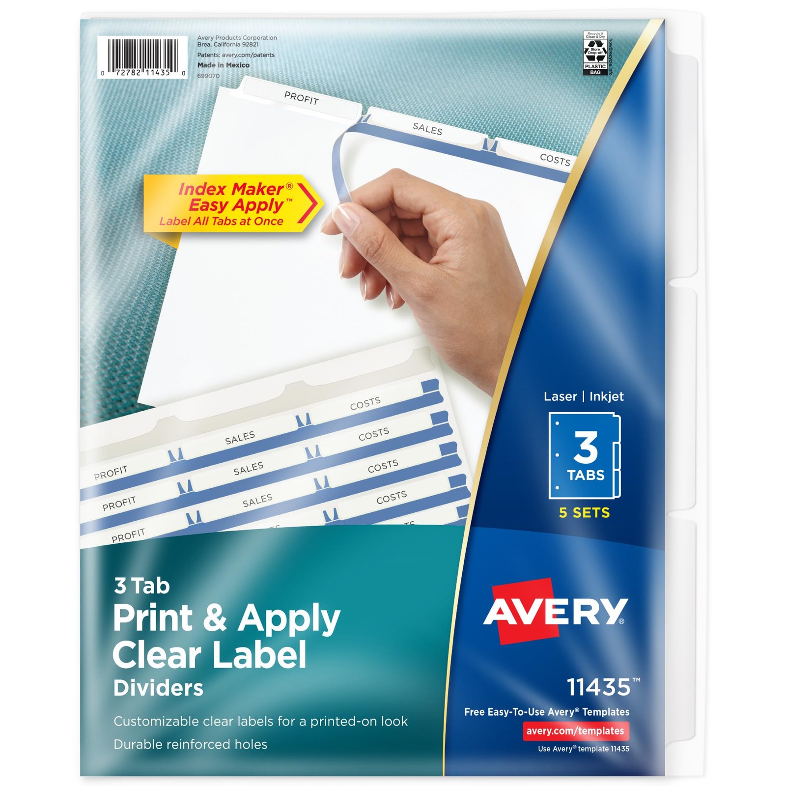 Avery 3-Tab Dividers For 3 Ring Binder Easy Clear Label Strip Index Maker Avery 3-Tab Dividers For 3 Ring Binder Easy Clear Label Strip Index Maker