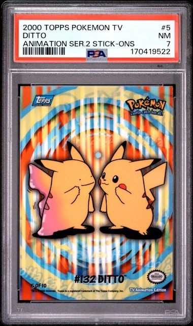 2000 Topps Pokemon TV Animation Series 2 Stick-Ons Ditto #5 PSA 7