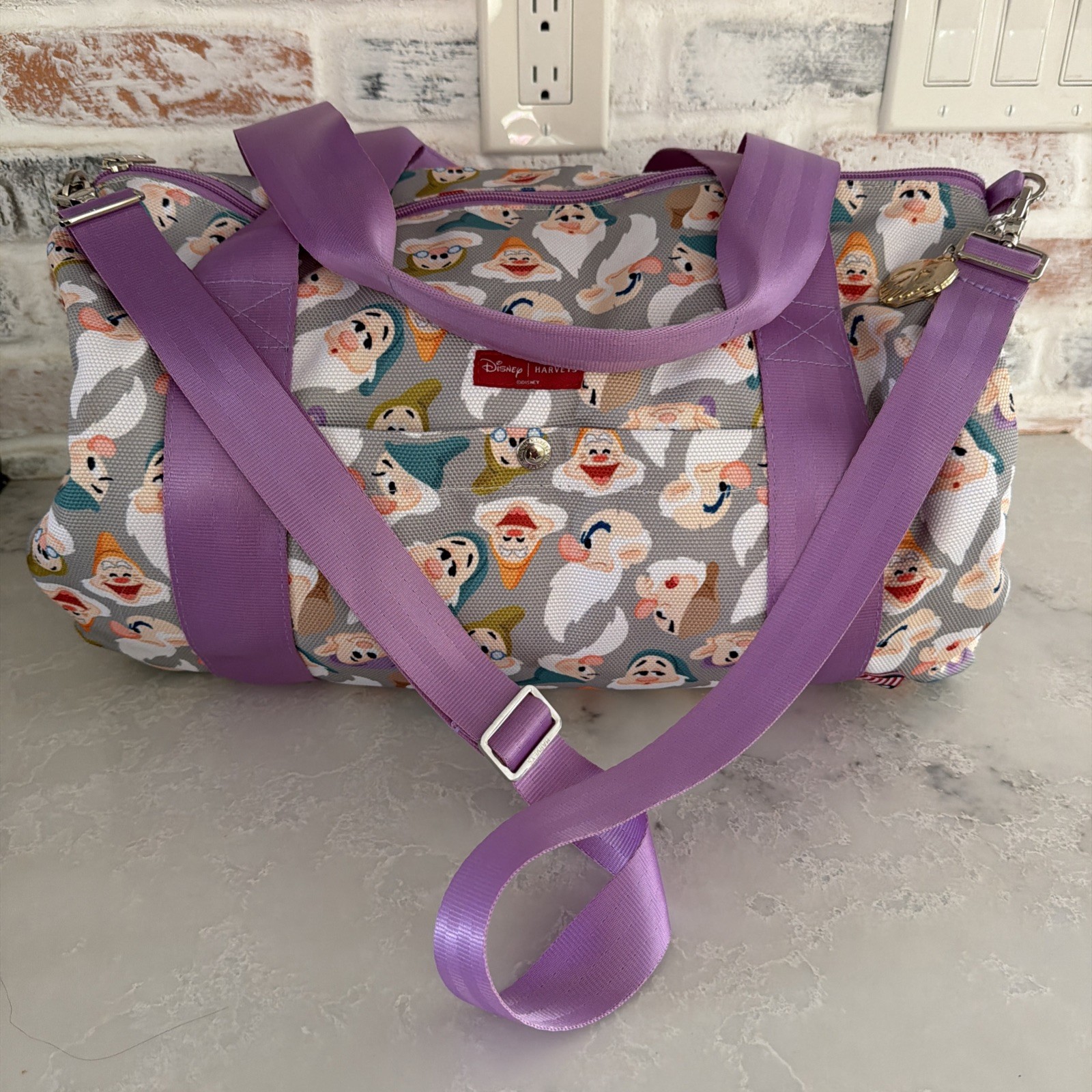Rare Harveys Disney Seatbelt Duffle Bag Evil Queen Apple Snow White Seven Dwarfs
