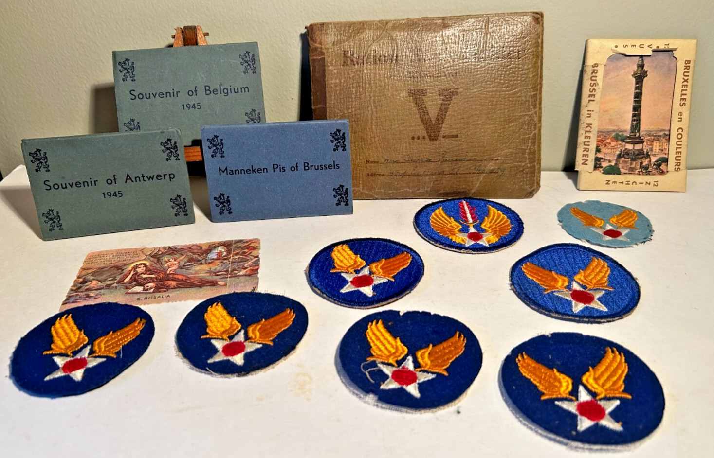 Vintage WWII Lot: Military Patches, GI Rations Book Holder, Original Photos PLUS