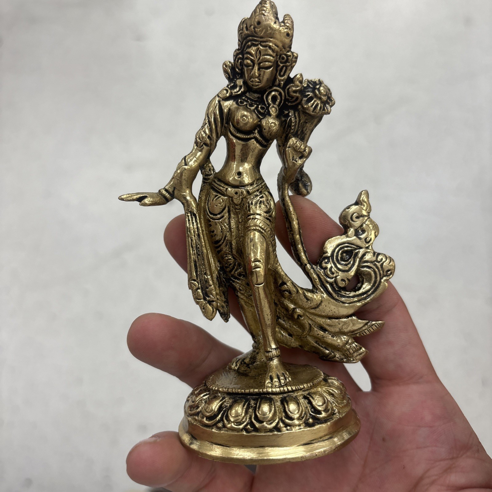 Dancing Goddess Tara Brass Statue Buddhist Deity 5 Inches