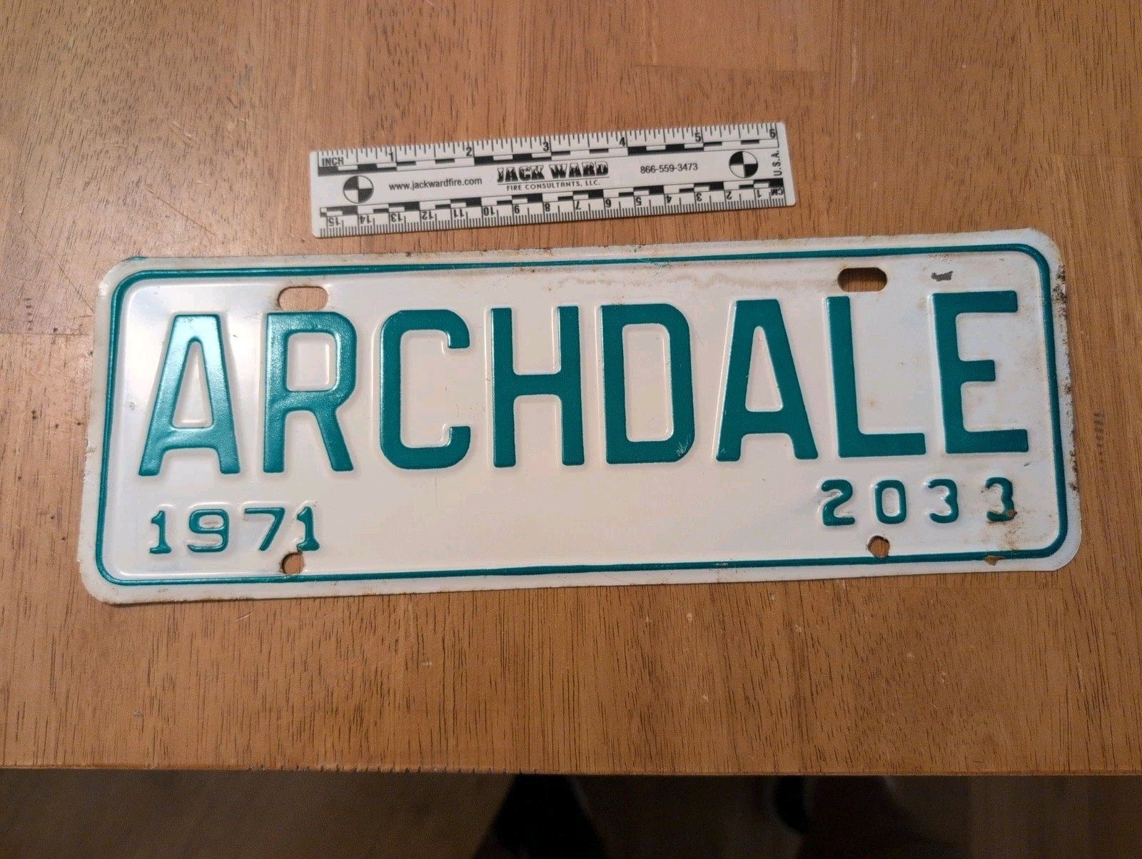 Archdale NC NORTH CAROLINA City LICENSE PLATE Front Tag TOPPER 1971 2033 Green