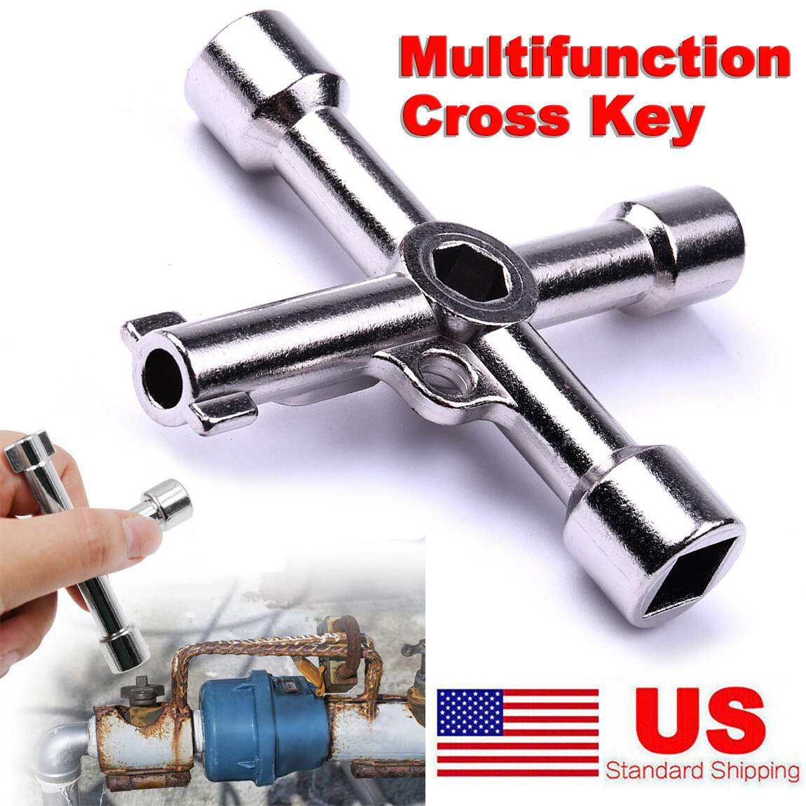 4 In 1 Cross Electric Control Cabinet Drill Key Practical Wrench Tool Zinc Alloy 4 In 1 Cross Electric Control Cabinet Drill Key Practical Wrench Tool Zinc Alloy