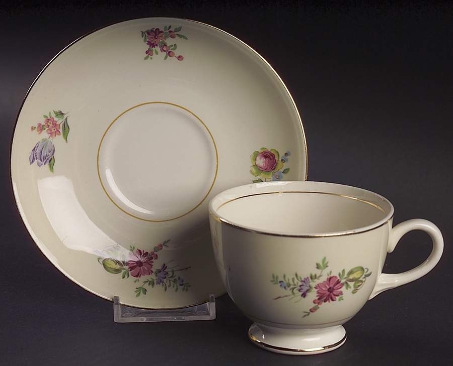 Household Institute Priscilla Cream and White  Cup & Saucer 227451