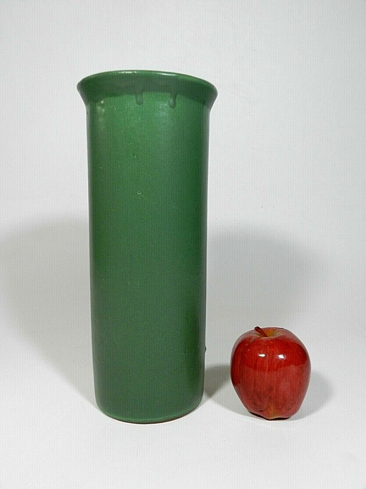 Vintage Pottery Vase Matte Green Tall