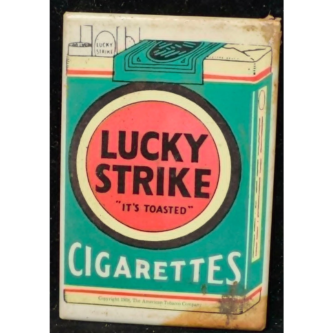 Vintage 1908 Lucky Strike Cigarettes Pocket Mirror Tobacco Advertising Rare