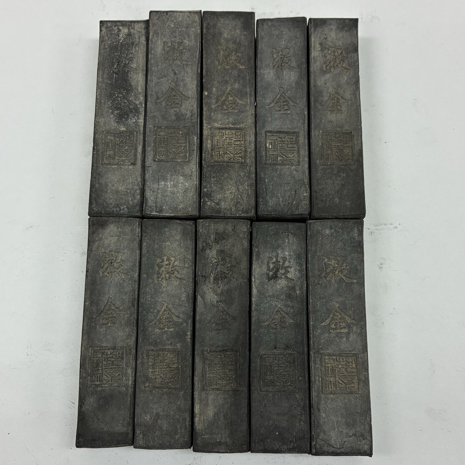 10 Antique Japanese Sumi Ink Sticks Calligraphy Ink Blocks Vintage Japan 3.35”