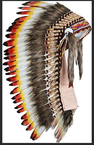Native American Inspired Headdress - Handcrafted with Genuine Feathers and Beads Native American Inspired Headdress - Handcrafted with Genuine Feathers and Beads