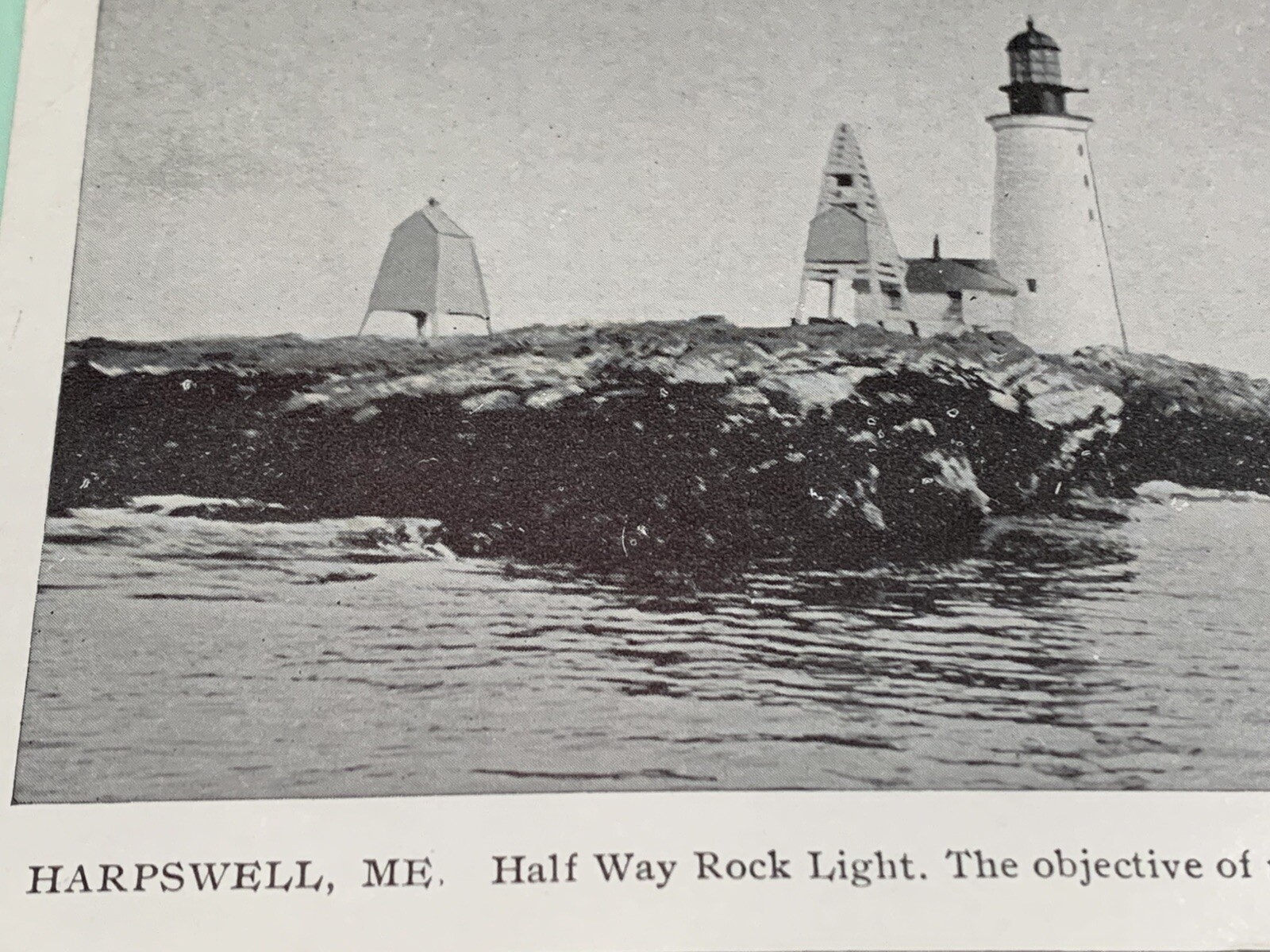 Half Way Rock Lighthouse 1930s Harpswell Maine ME Photo Postcard