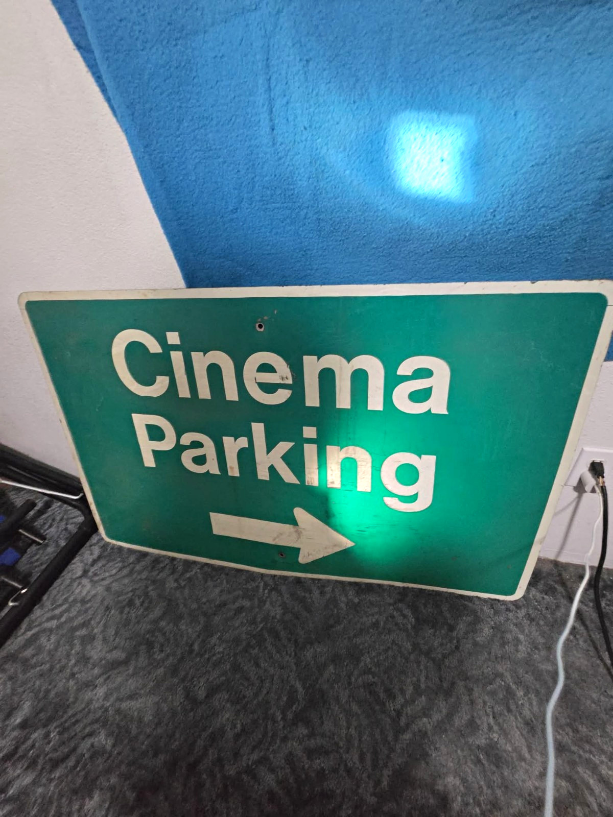 Vintage Green Cinema Parking Sign - Right Arrow Directional Parking Arrow Sign