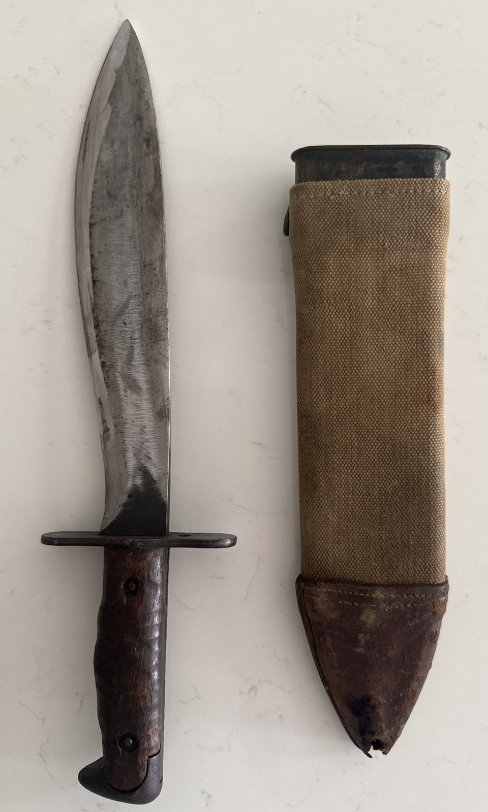 RARE Antique USA Bolo Fighting Knife. WWI 1918 Plumb Phila. Scabbard US Mod 1917