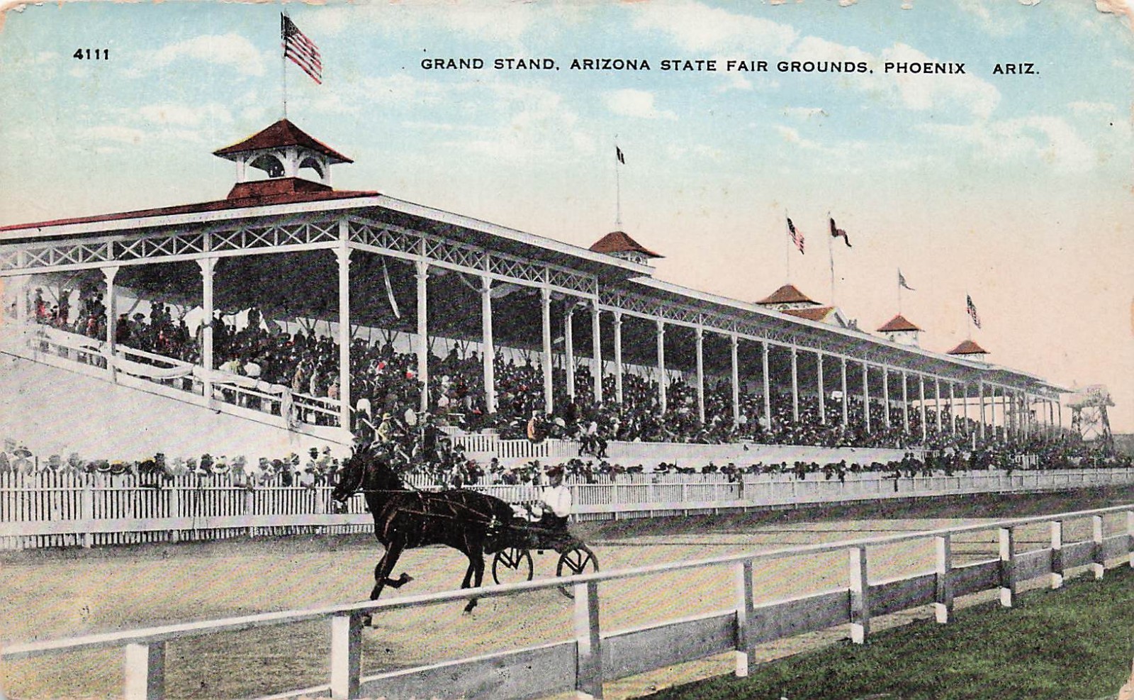 Phoenix Arizona State Fair Fairgrounds Horse Race Racing Track Vtg Postcard 10A