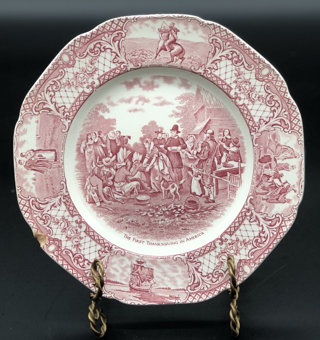 Vtg Colonial Times Crown Ducal The First Thanksgiving Collectors Plate