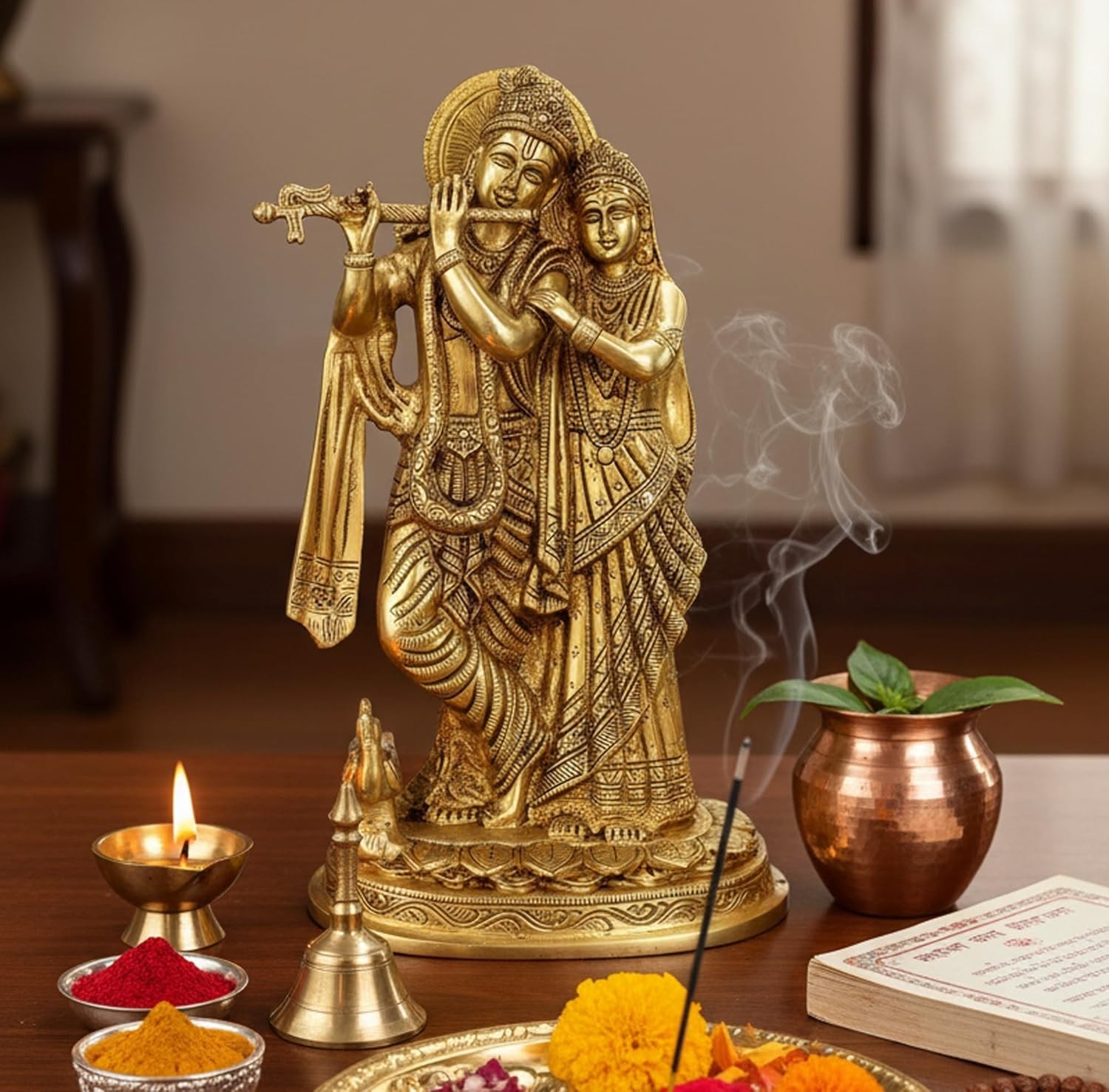 Brass Radha Krishna Murti Idol Statue - 12 inches | Pooja Idols | Home decor Brass Radha Krishna Murti Idol Statue - 12 inches | Pooja Idols | Home decor