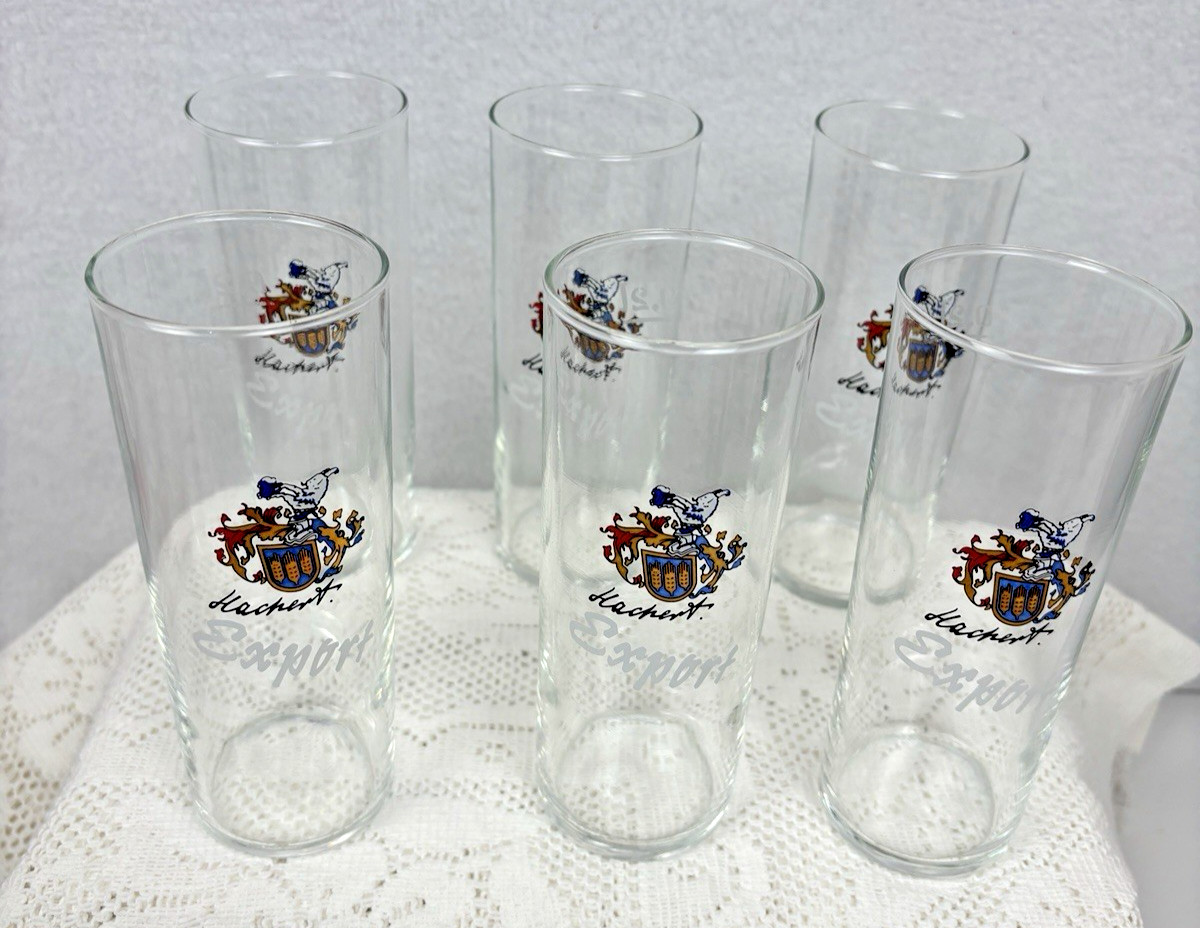 Vtg Hacker-Pschorr Weiss 0.2l  Glasses Set of 6 Breweriana Collectible