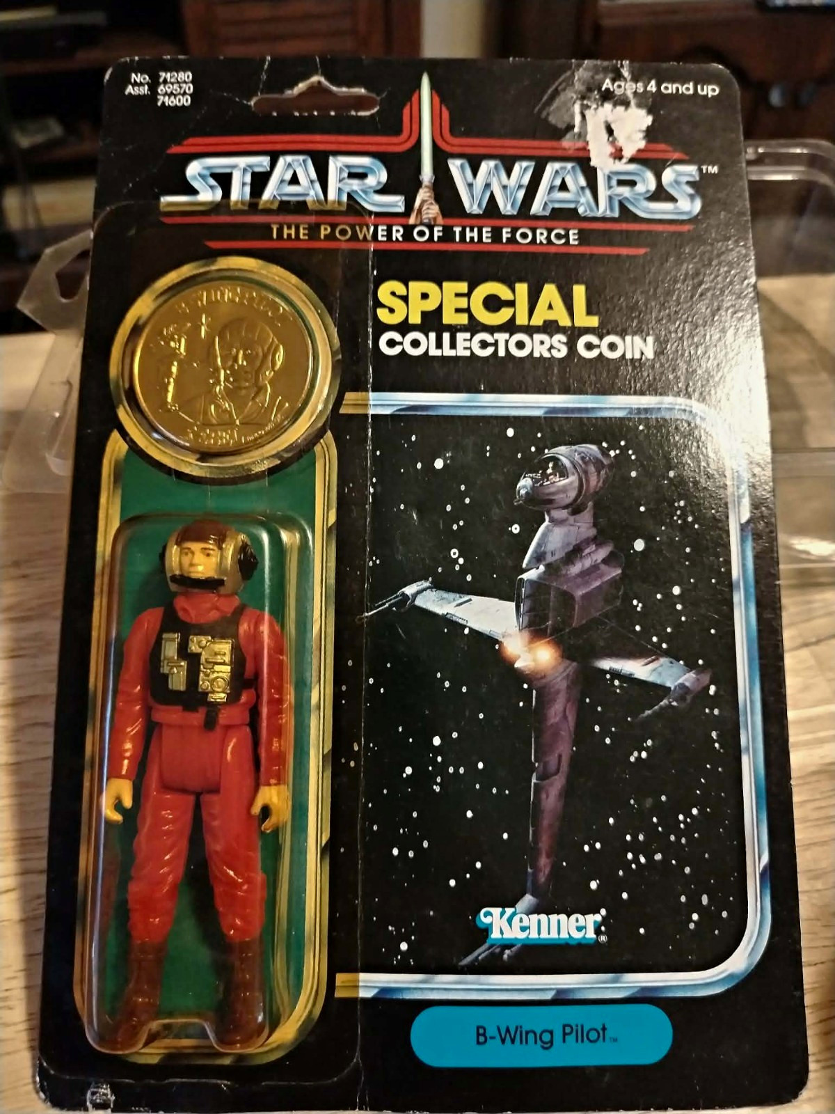 Kenner Star Wars Power of the Force B-Wing Pilot Figure w/ Coin 1984 Carded