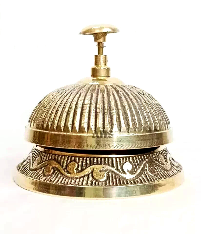 Handmade beautiful Desk Bell Antique Vintage Brass Hotel Service Ornate   gift