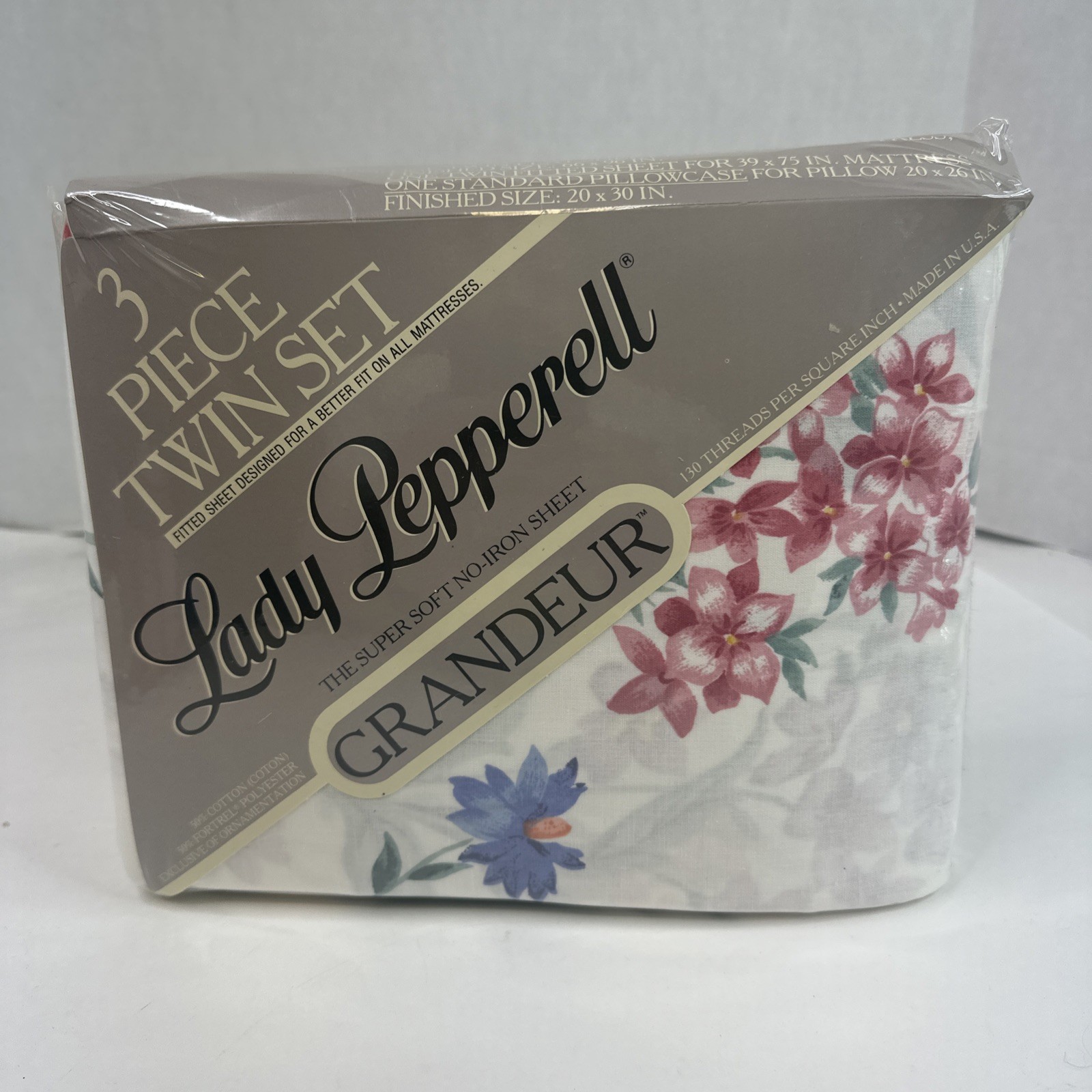 Vintage Lady Pepperell Grandeur Twin Sheet Set Early Morn 3 Piece Floral