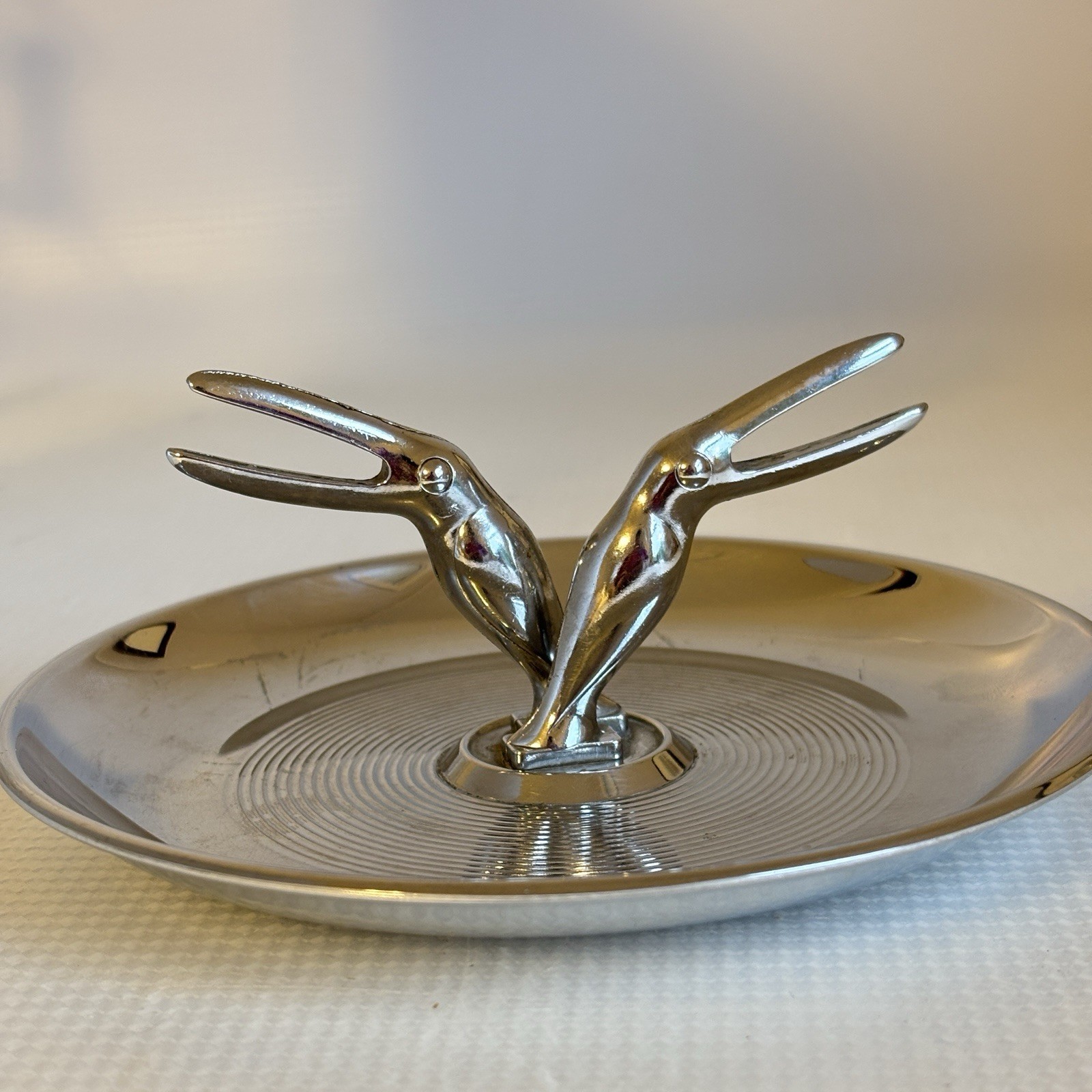 Vintage Hamilton Toucan Pelican Pincherette Chrome Ashtray MCM USA 1950s Kitschy