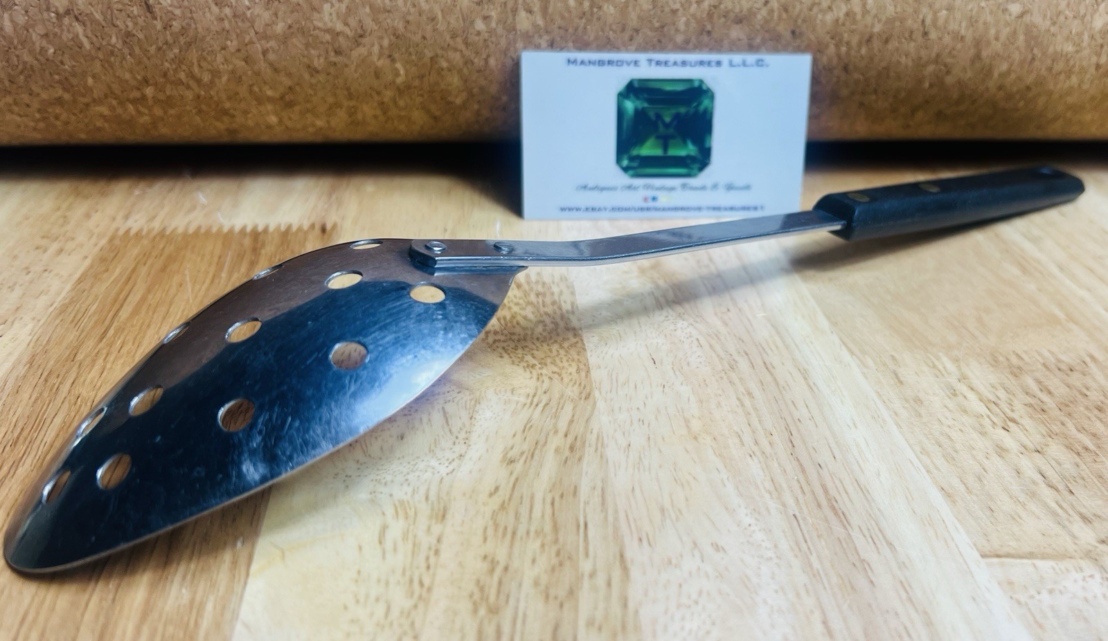 Vtg Royal Brand Cutlery Co. Stainless, Slotted Serving Spoon, W Holes