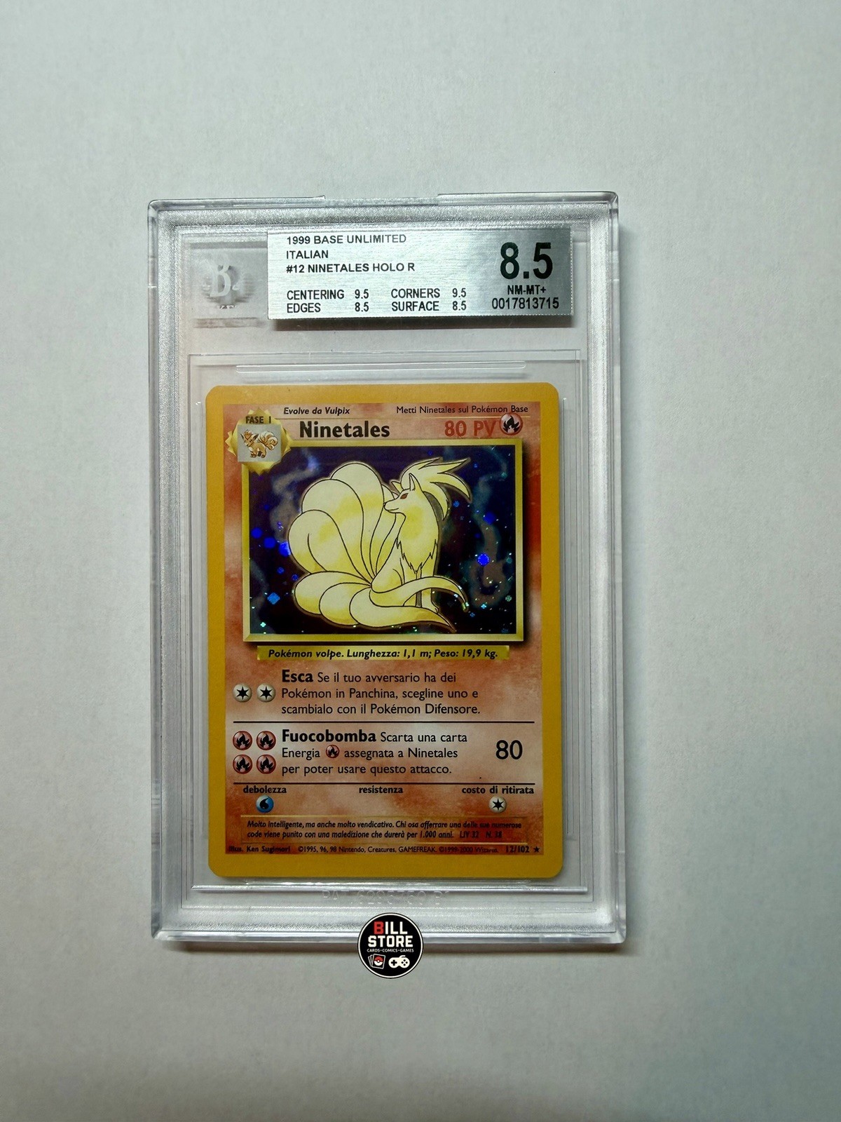 Pokemon Card Ninetales Base Set Unlimited Italian BGS 8.5 NM/MINT 12/102