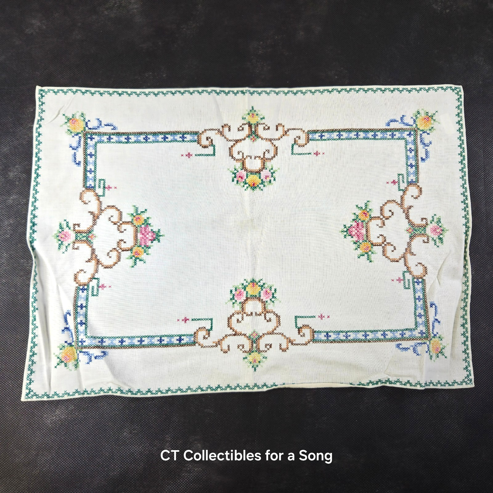 VTGE Embroidered Cross Stitch Tablemat Placemat 18 x 13