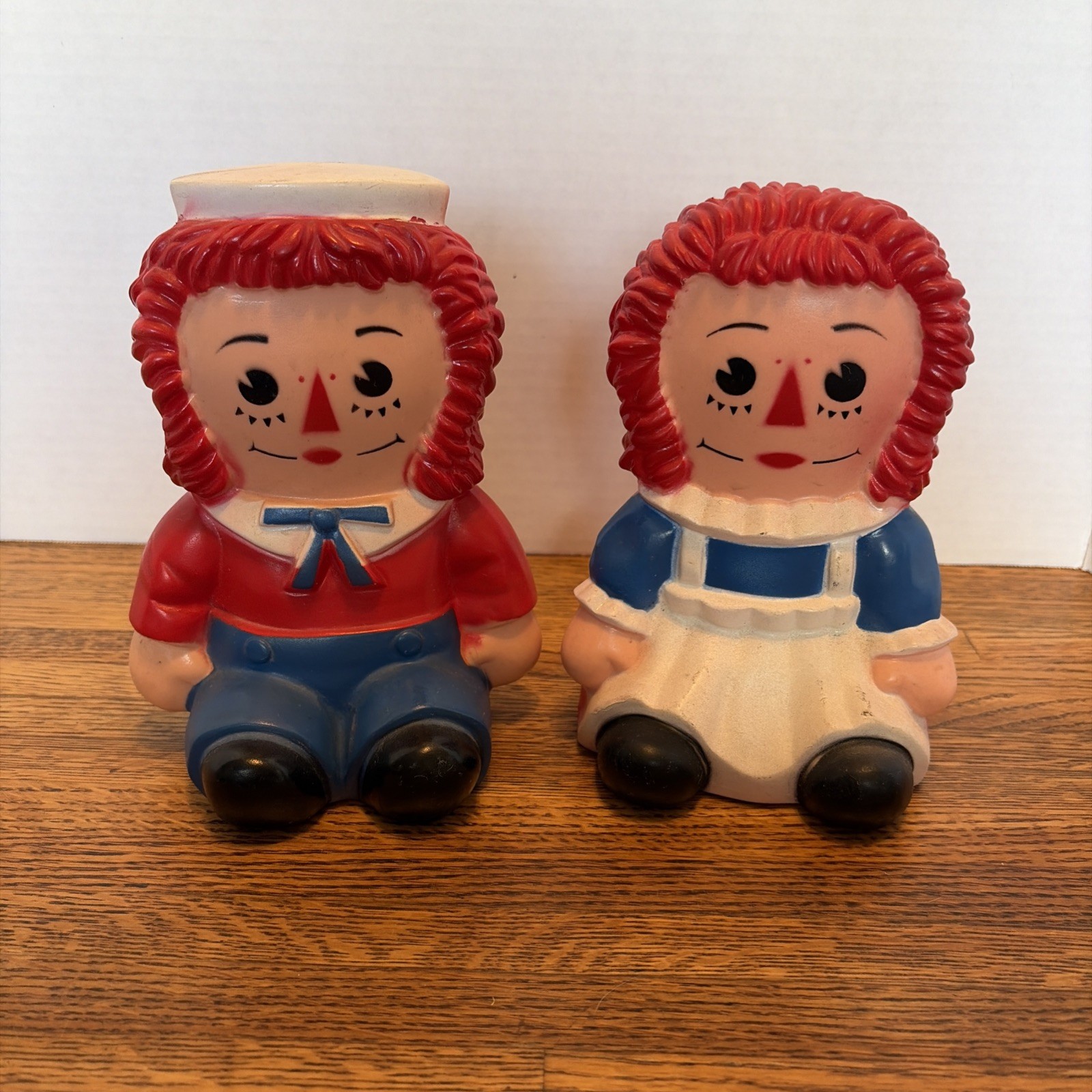 Raggedy Ann & Andy Plastic Coin Piggy Bank Dolls  IMCO Hong Kong Vintage 1970s 