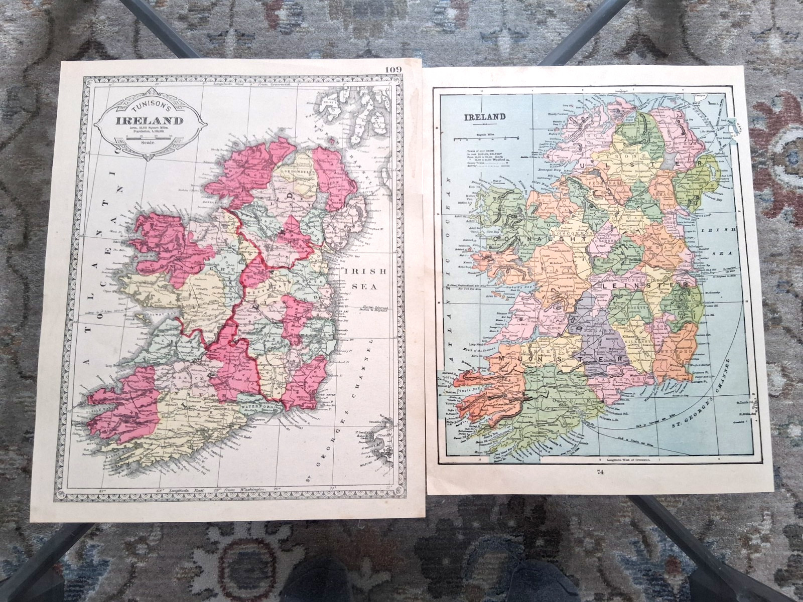 (2) two antique maps Ireland 1890 's (2) two antique maps Ireland 1890 's