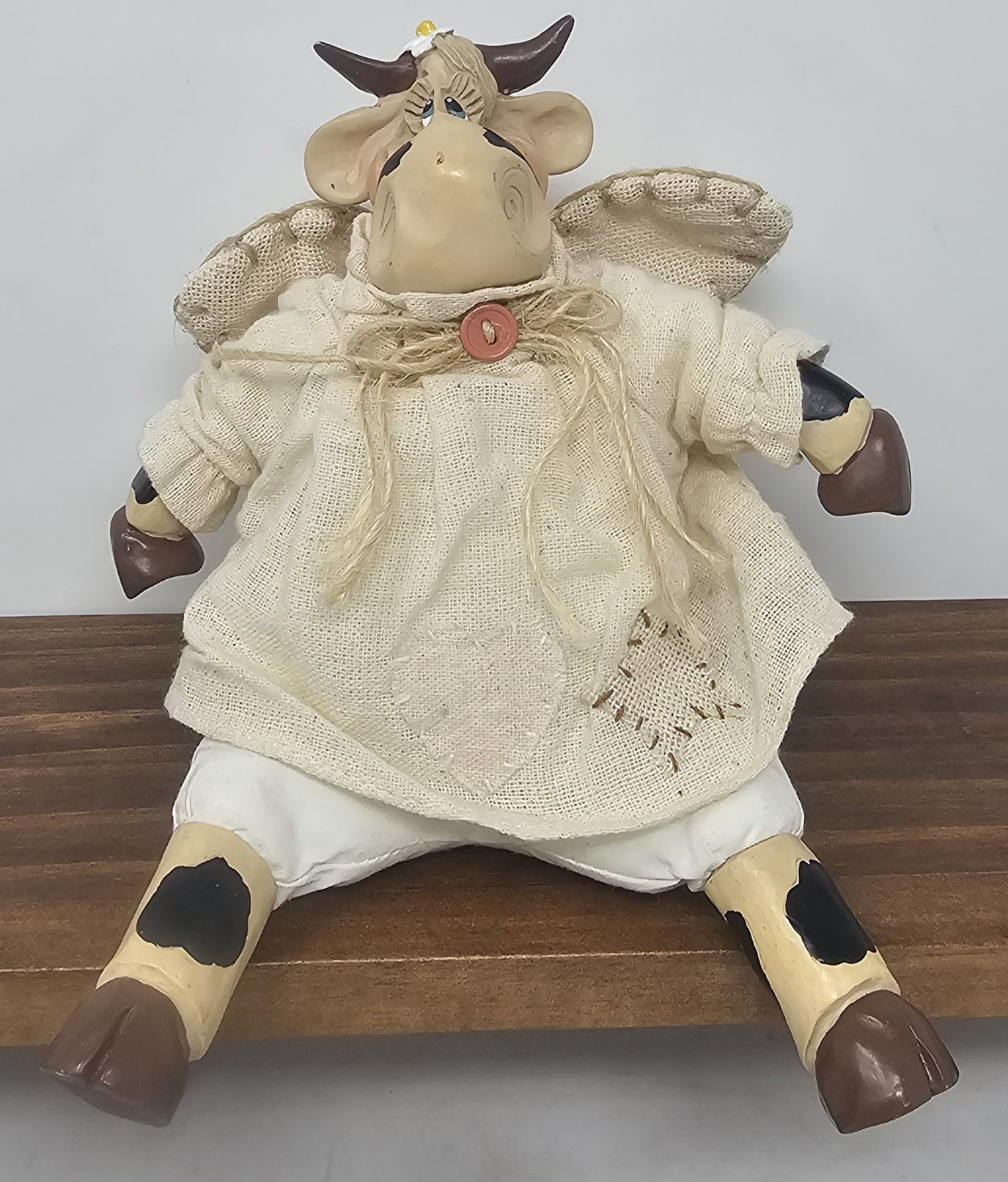 Russ Berrie Kathleen Kelly Heaven Lee Cow #13021 Angel Resin Shelf Sitter