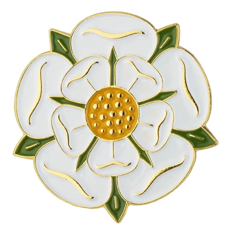 Yorkshire White Rose Enamel Badge Lapel Pin