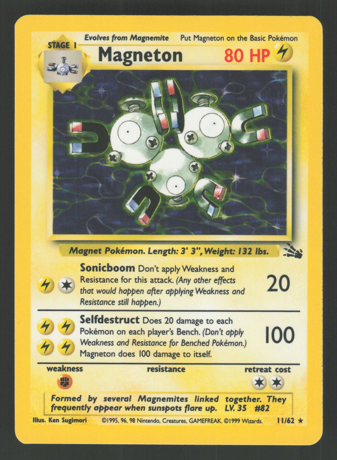English LP Magneton (11) 11/62 FO Unlimited Holofoil Pokemon Fossil