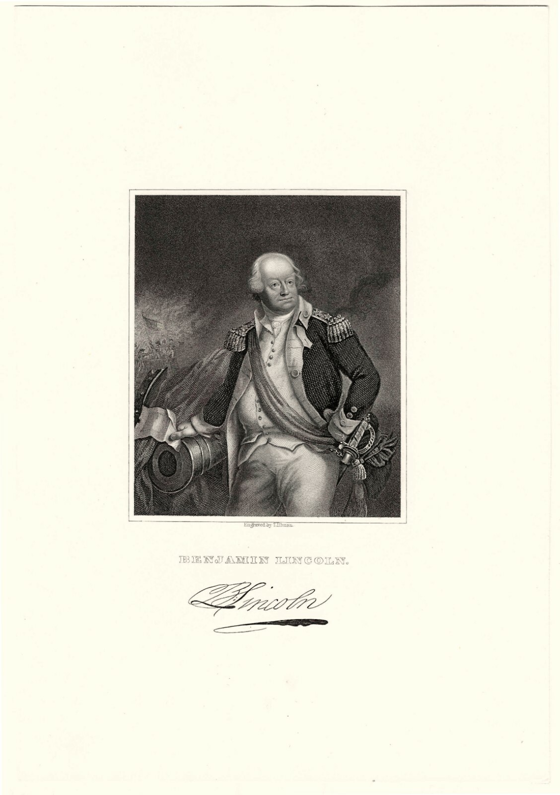 BENJAMIN LINCOLN, Revolutionary War General/Secretary of War, Engraving 9089