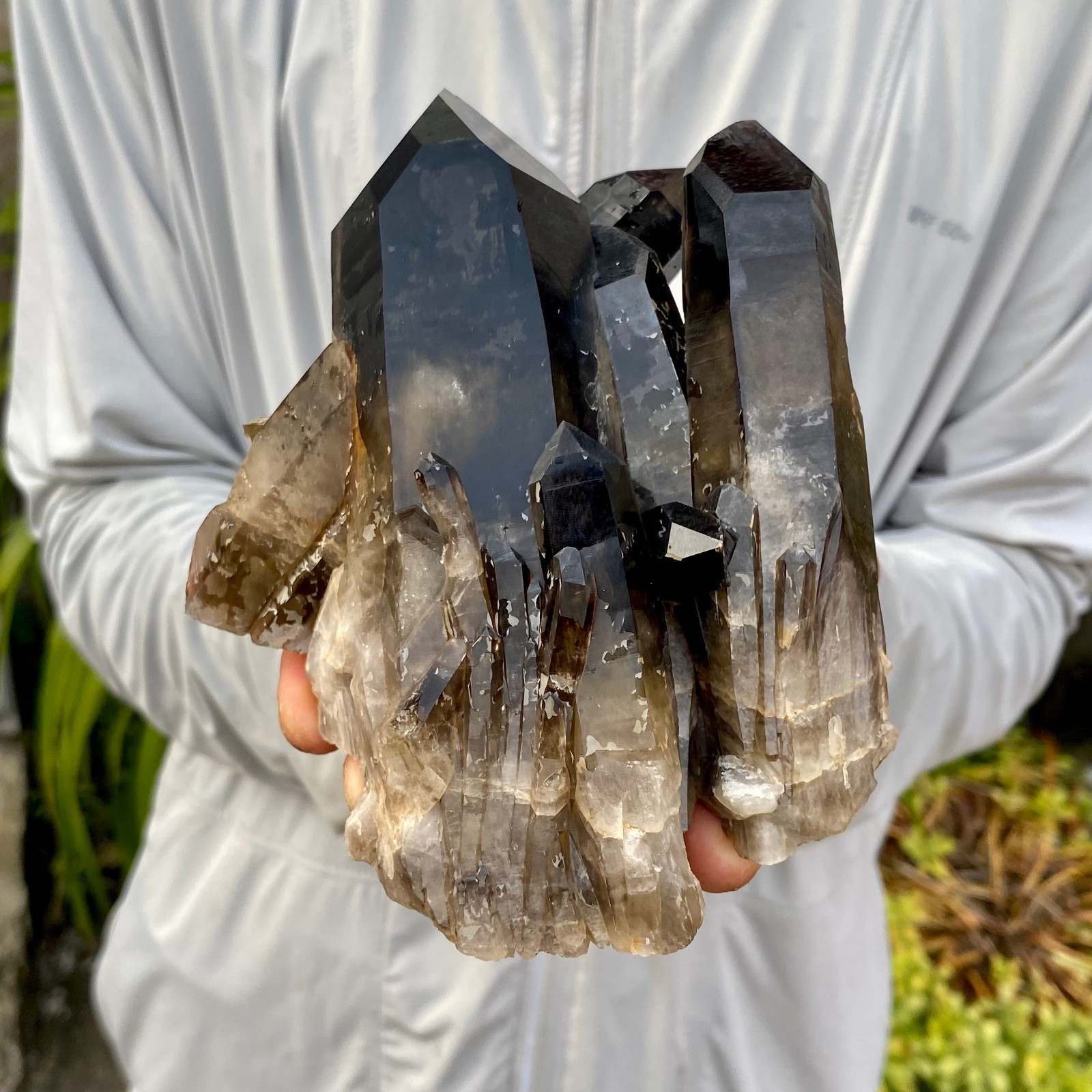 2.35LB Natural smoky black quartz cluster crystal mineral specimen healing
