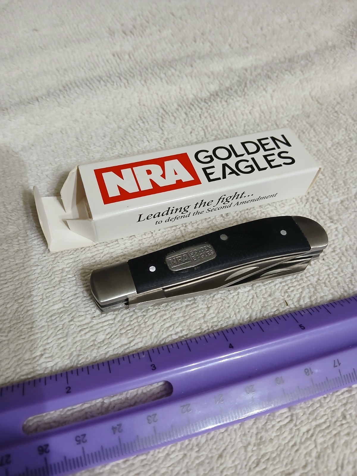 NRA Golden Eagles Folding pocket Knife 2 Blades New In Box 