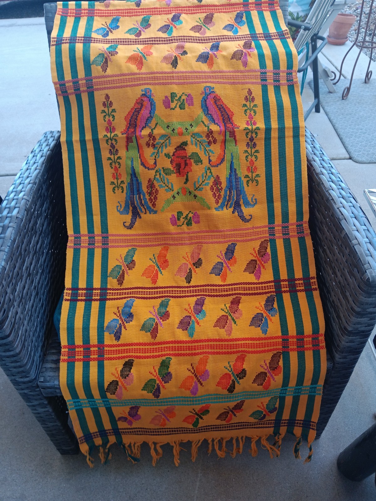 Vtg Guatemalan Table Runner Tapestry /Embroidered 48X18” Vibrant Folk