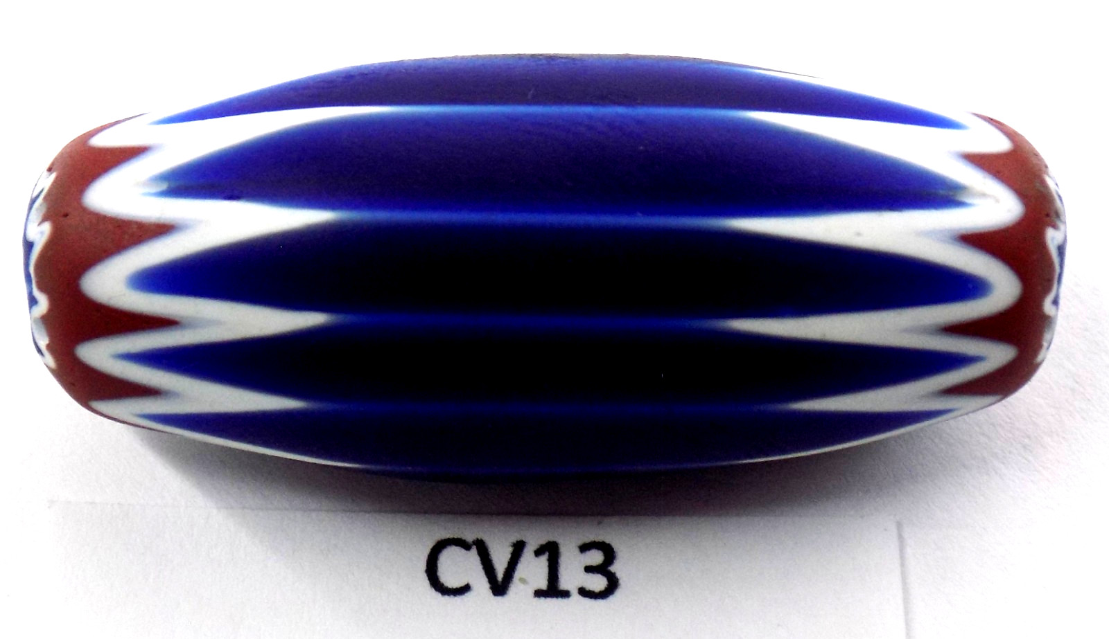 Authentic Venetian Sweet Oval Chevron Trade Bead African CV13 Bg 65 Authentic Venetian Sweet Oval Chevron Trade Bead African CV13 Bg 65