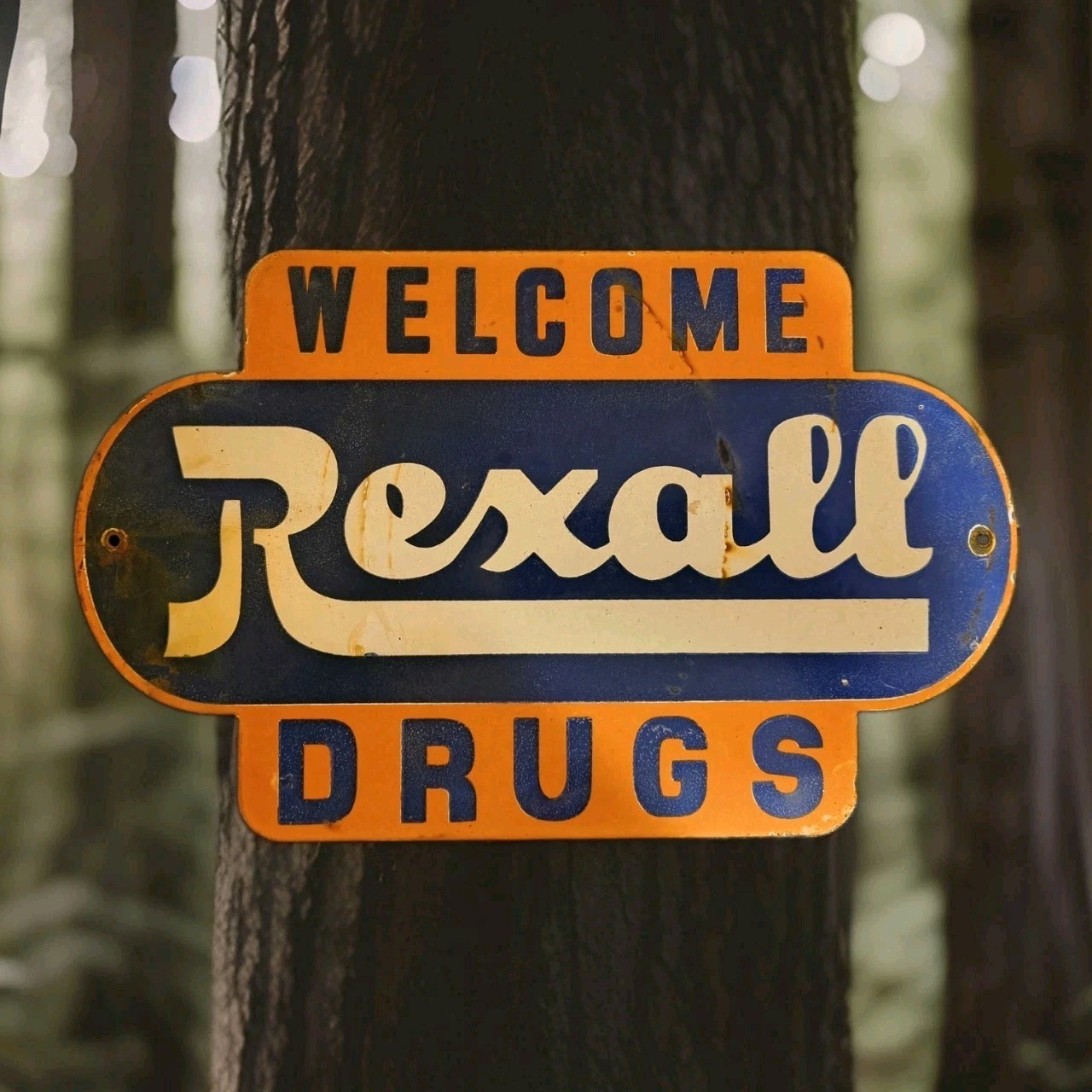 Vintage Rexall Drugs Porcelain Sign Drugs Walgreens Pharmacy Gas Oil 12\