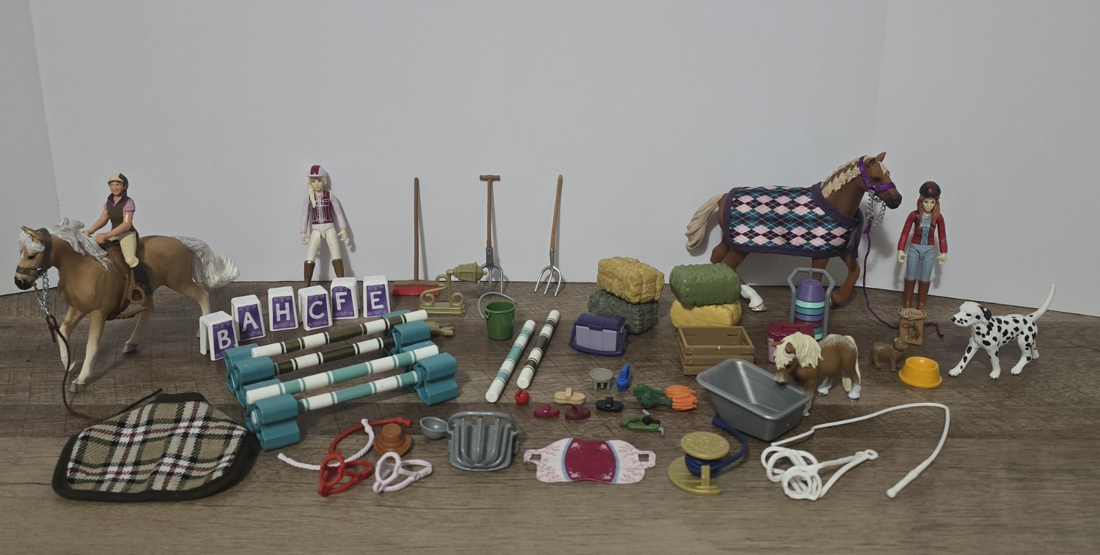 Schleich Horse Accessories Mixed 70+ Lot w/ Jump Poles, Tack, Jumps & Figures