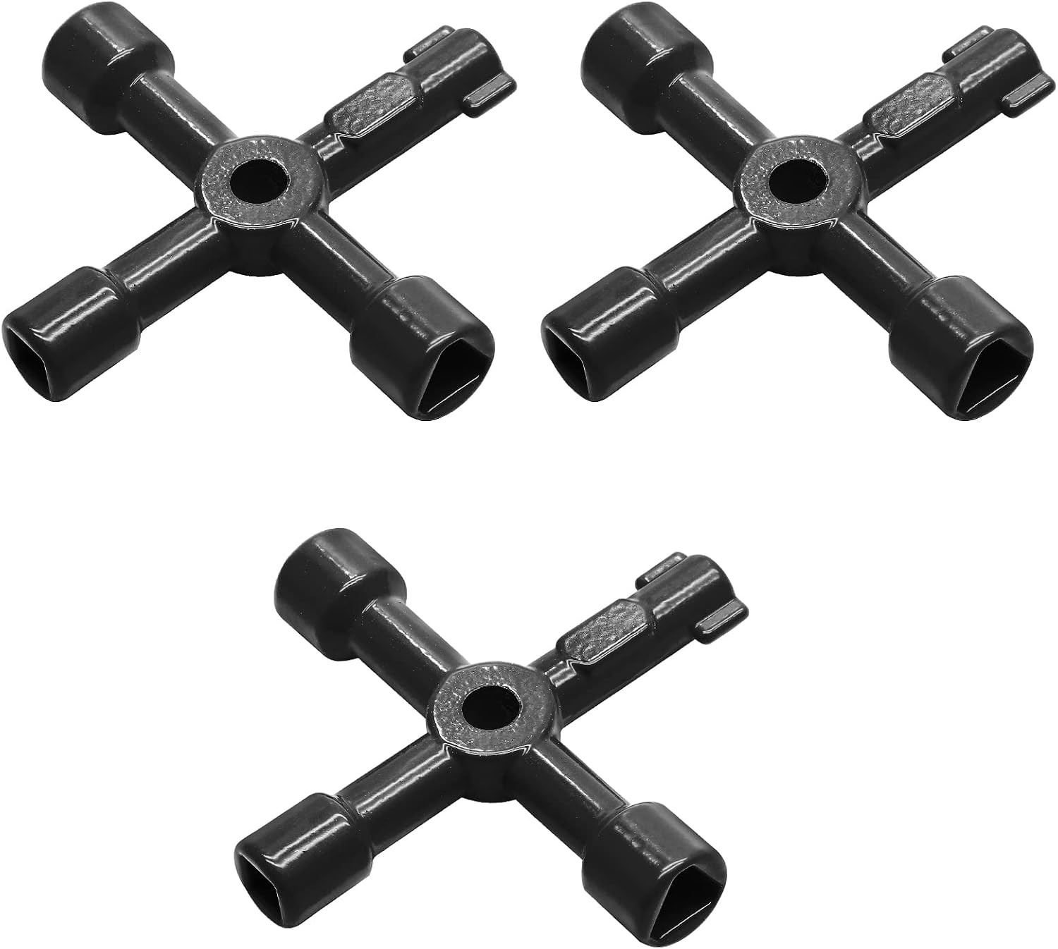 3 Pcs 4-Way Multi-Functional Utilities Key,Black | Plumbing Key, Triangle Square 3 Pcs 4-Way Multi-Functional Utilities Key,Black | Plumbing Key, Triangle Square