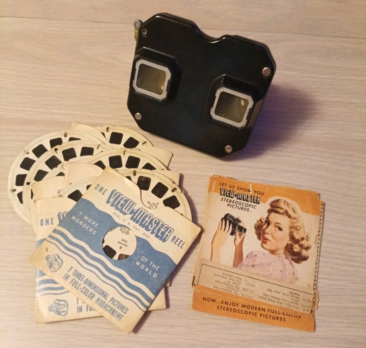 Vintage Antique Sawyers View-Master Black With Seven Reels